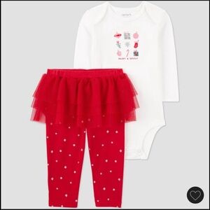 CARTERS HOLIDAY MERRY & BRIGHT 2 PC SET - SIZE 3 MONTHS (NEW WITH TAGS) A11